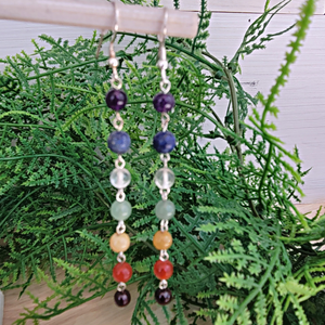 Chakra Bead Sterling Silver Drop Earrings 6mm