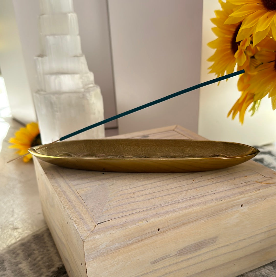 Chakra Metal Boat Incense Holder (9.5" x 2.5")
