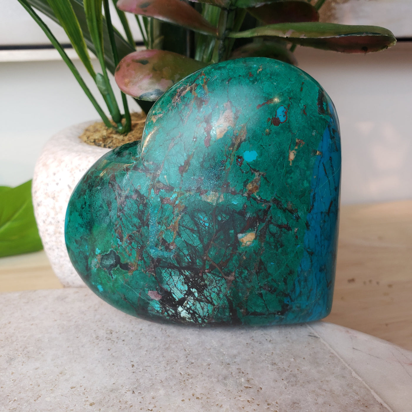 Chrysocolla Polished Hearts