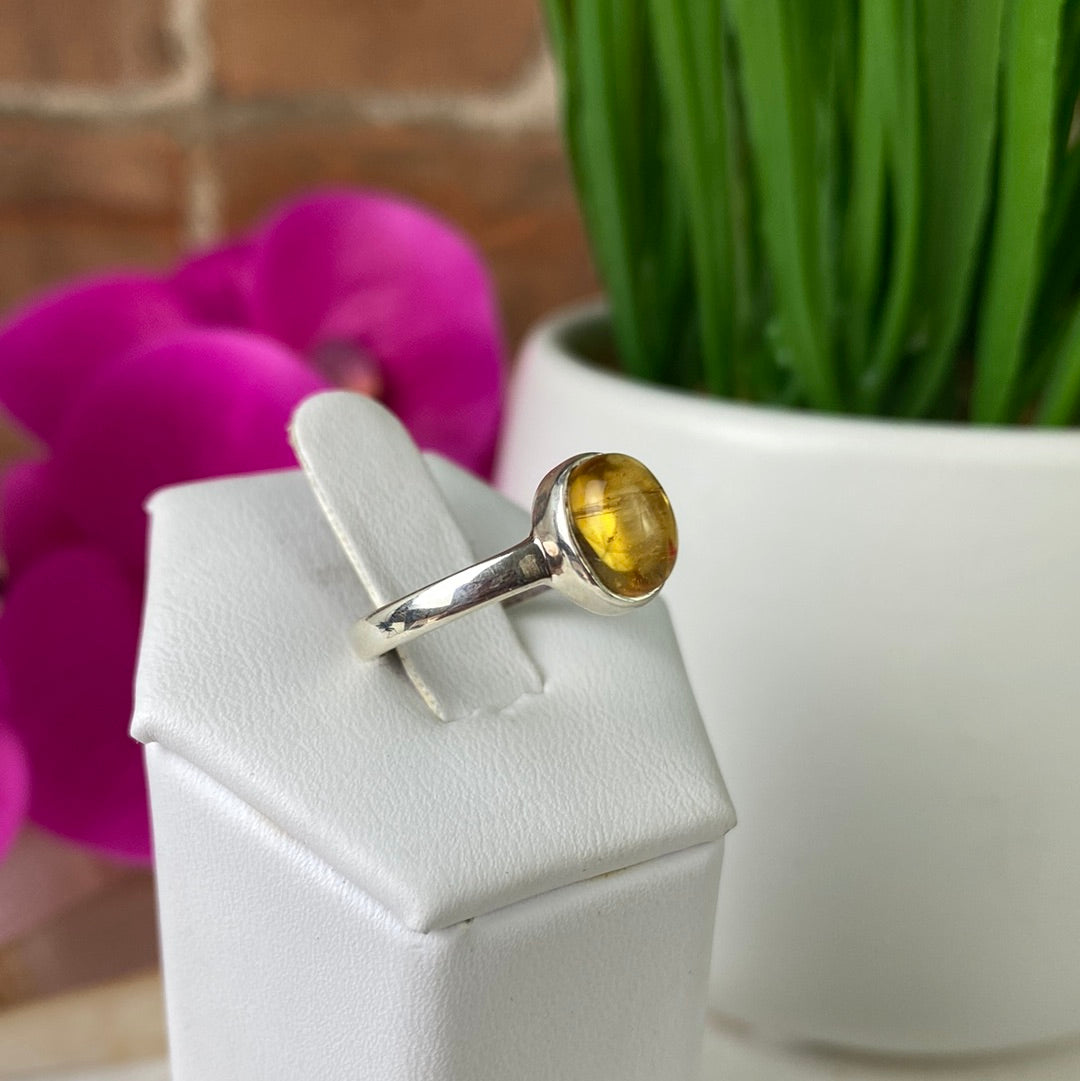 Citrine Polished Ring .25" with Sterling Silver Sized Band