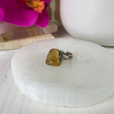 Citrine Rough Sterling Silver Ring (sized)