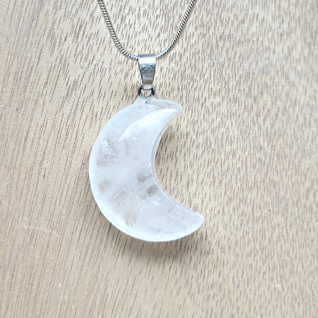 Gemstone Crescent Moon Pendants-Assorted