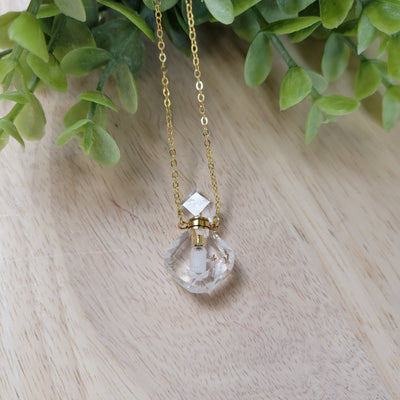 Gemstone Faceted Mini Perfume Bottle Necklace