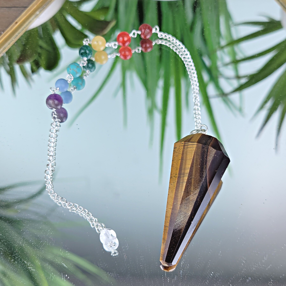 Gemstone Point Pendulum with Chakra beads - Assorted Stones