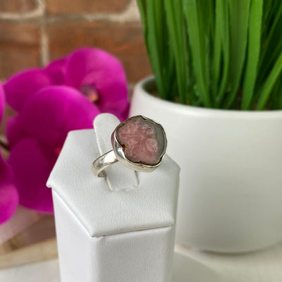 Gemstone Polished Sterling Silver Ring-Sized, (watermelon tourmaline, rhodochrosite, dalmation jasper, rhodochrosite, labradorite)