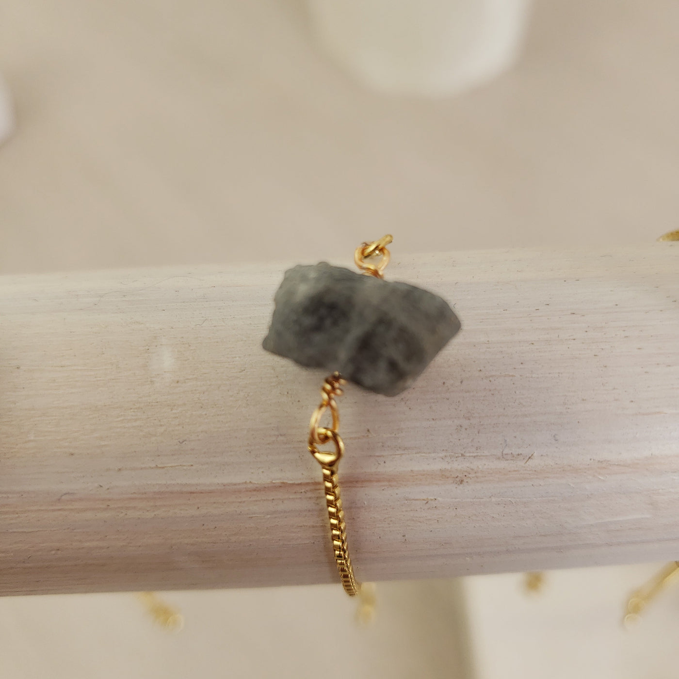 Gemstone Rough Gold Plated Adjustable Bracelet - Assorted Gemstones