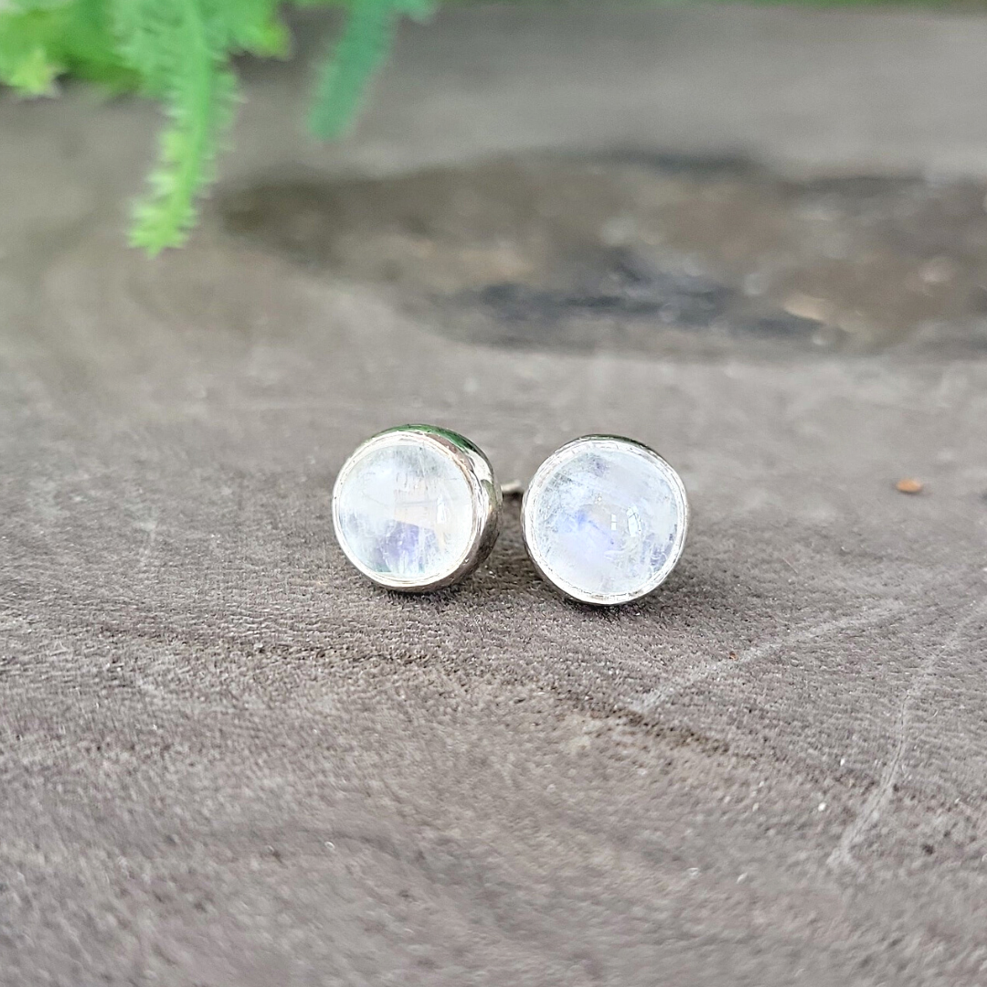 Gemstone Stud Earrings Polished with Sterling Silver - Assorted Gemstones