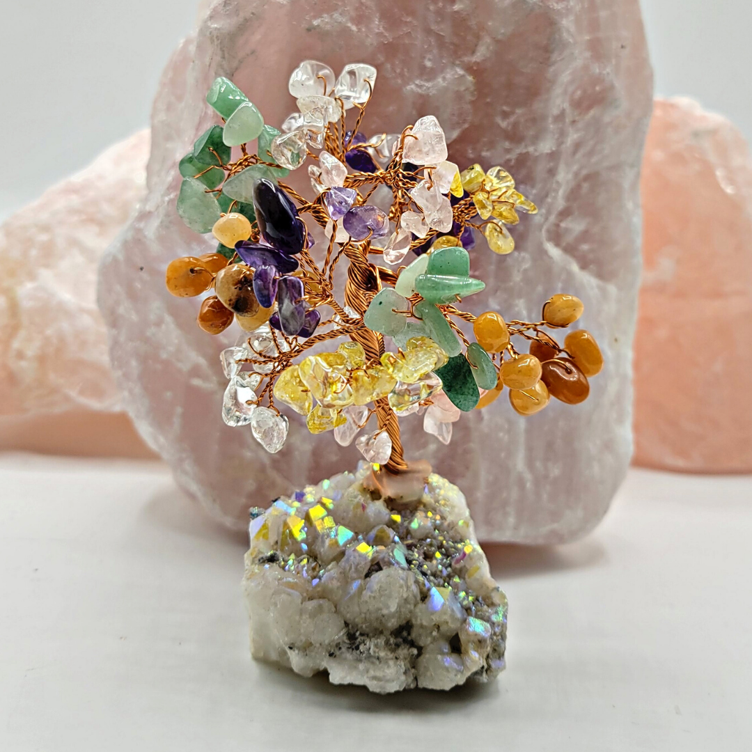 Gemstone Tree on Agate Druzy Base 2.5" x 4.5"