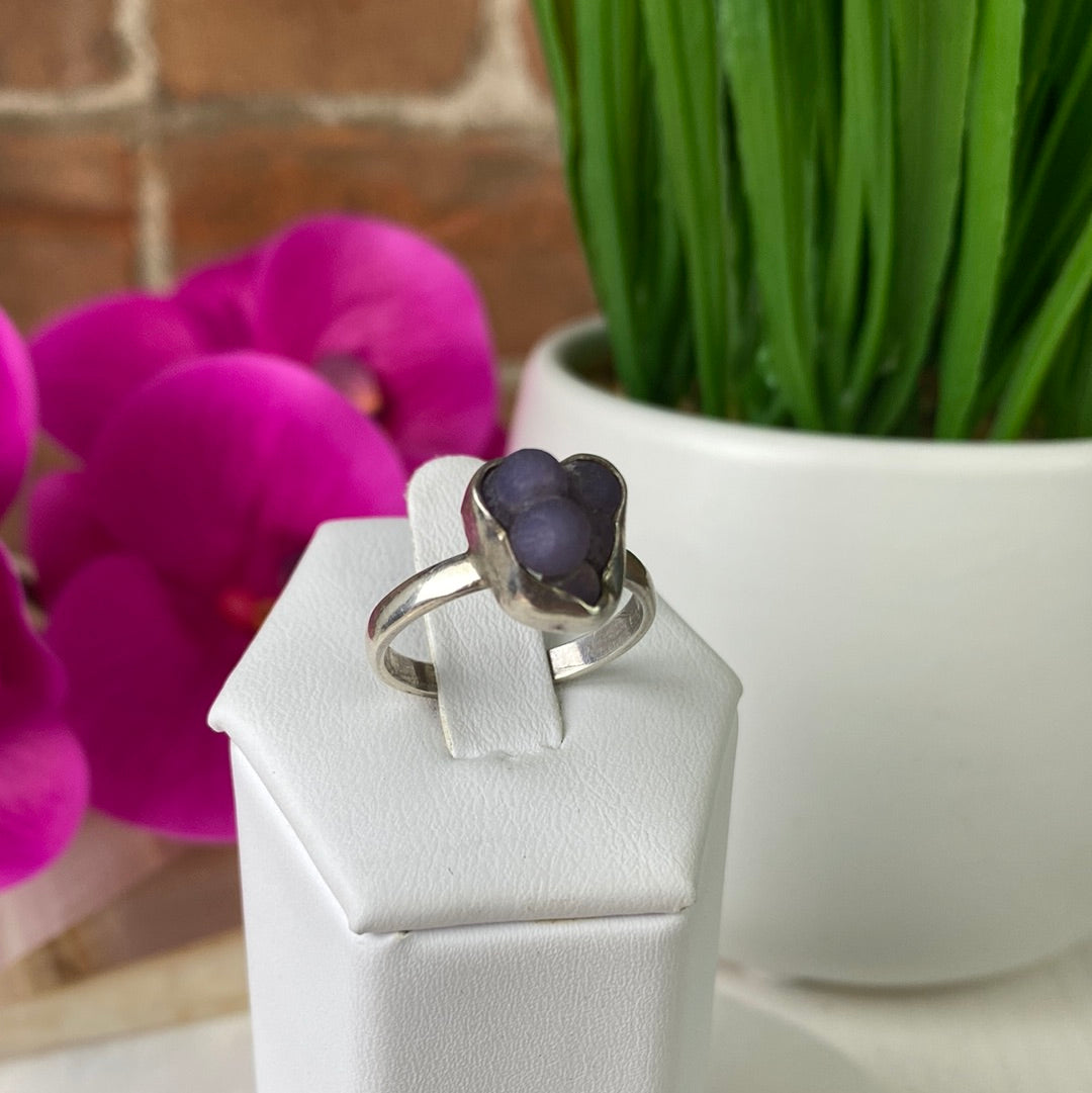 Grape Agate Cluster Ring with Sterling Silver sized band