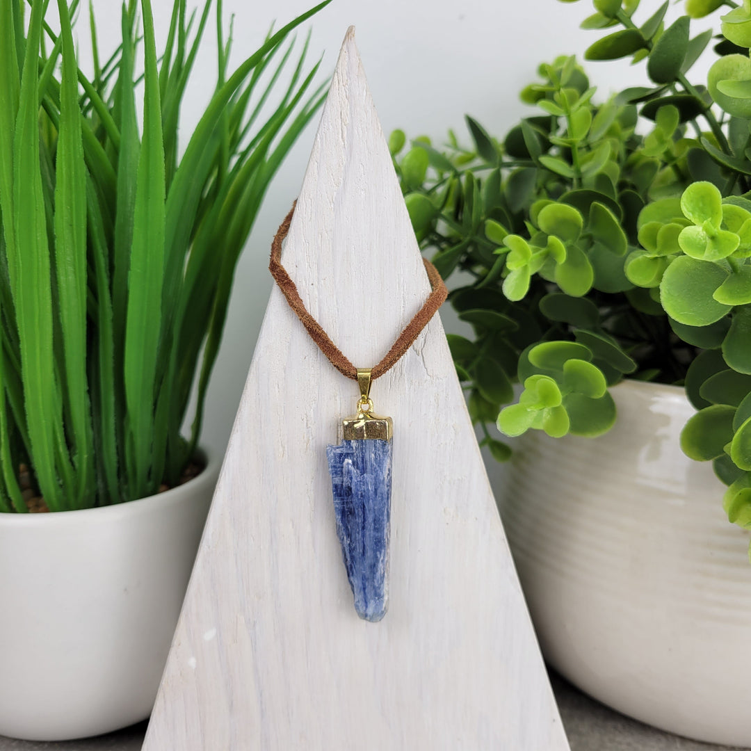 Kyanite popular silver gold pendant