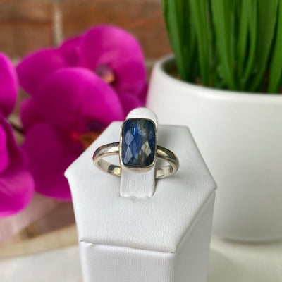 Kyanite Rectangle Cut Sterling Silver Ring