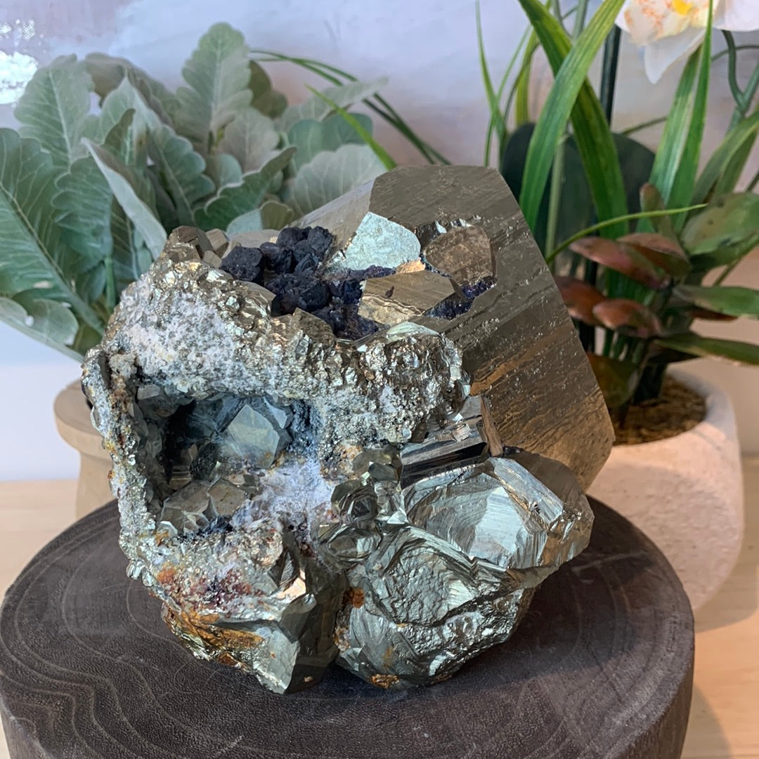 Large Complex Pyrite Crystal (5.5” x 5” x 6”)