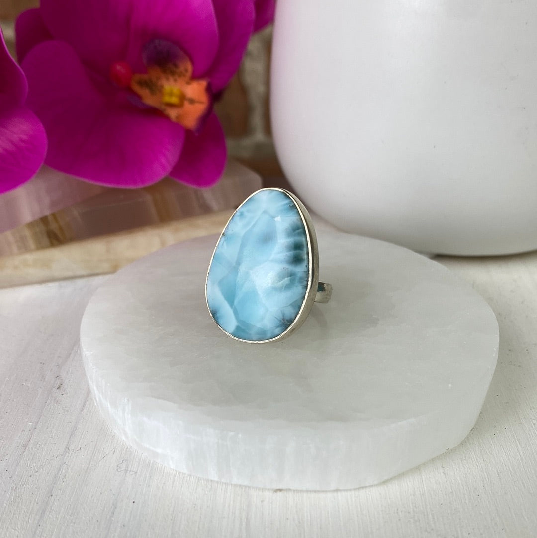 Sterling silver Larimar stone selling ring