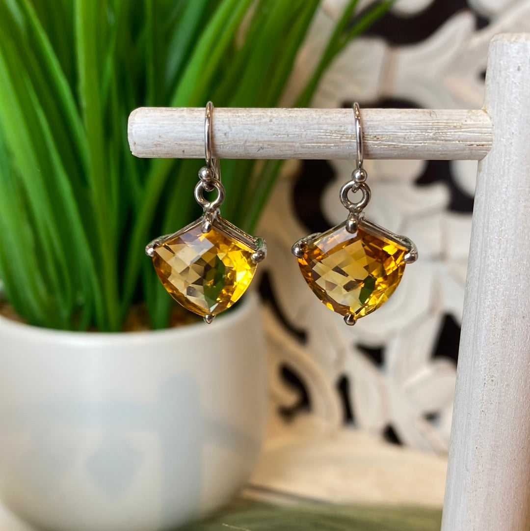 Madeira Citrine Faceted Sterling Silver Earrings .5”
