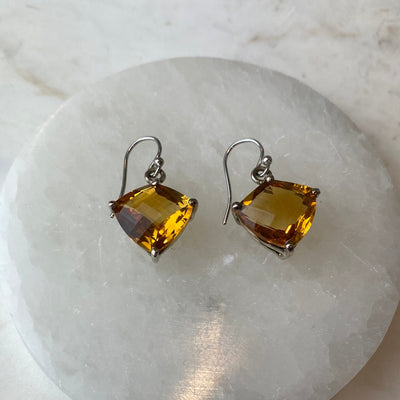 Madeira Citrine Faceted Sterling Silver Earrings .5”
