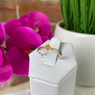 Mexican Fire Opal Ring with Sterling Silver Sized Split Band