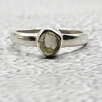 Moldavite Ring Natural with Sterling Silver Sized Band .25"