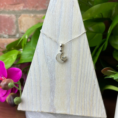 Moonstone Moon and Star Sterling Silver Pendant