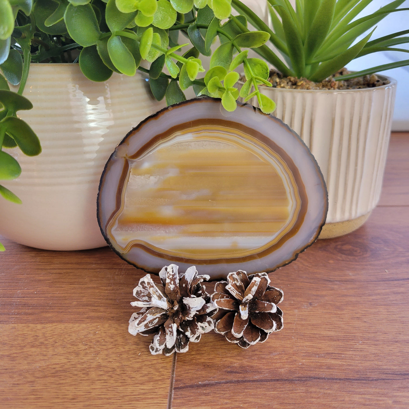 Natural Agate Slice w/ stand 4.5"x 3.5"