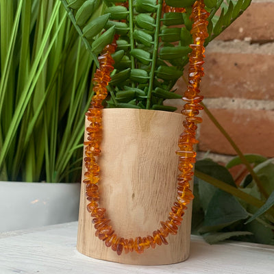 Natural Amber Chip Bead Necklace