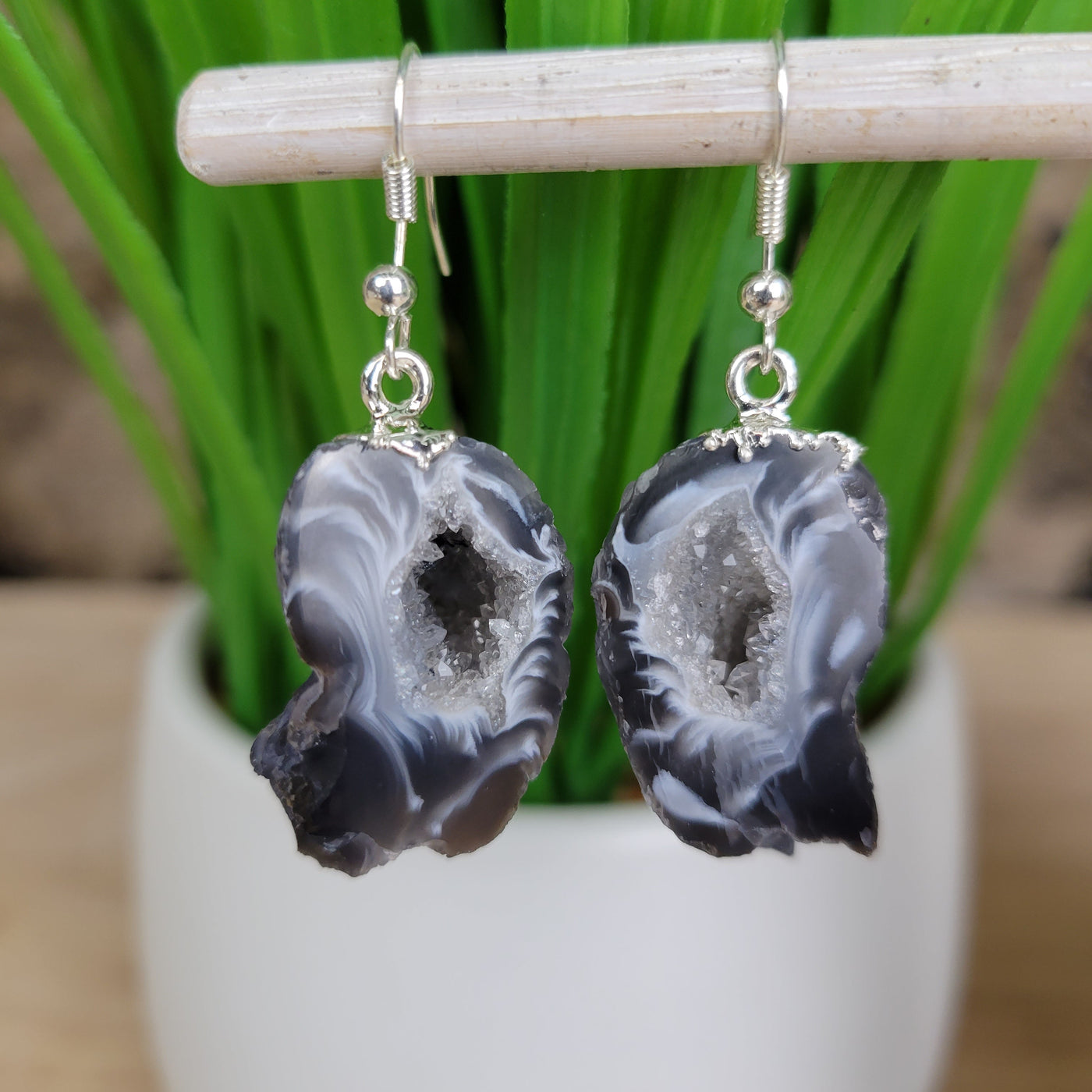 Oco Geode Slice Earrings-Plated and non-plated