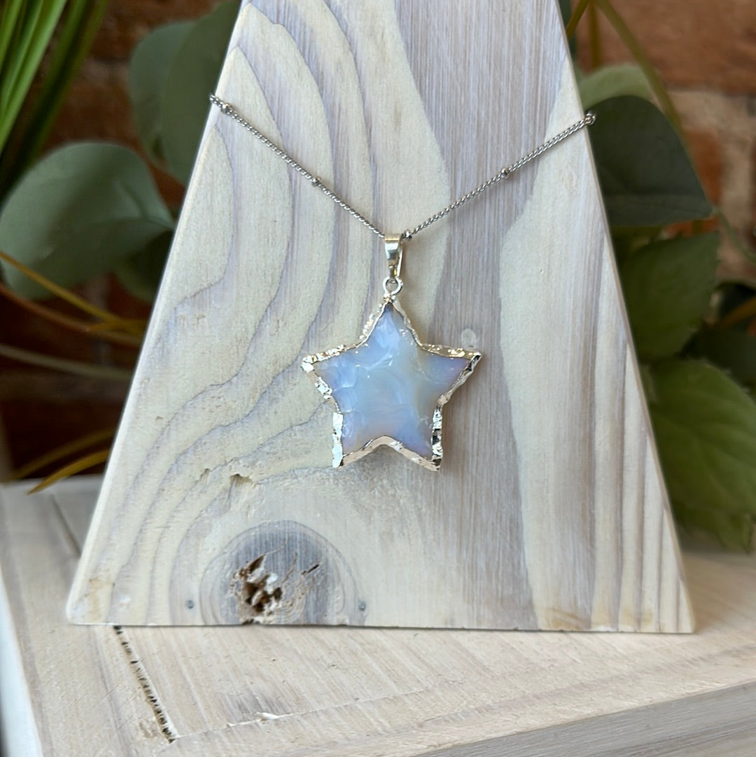 Opalite Star, Crescent, or Arrowhead Plated Necklace