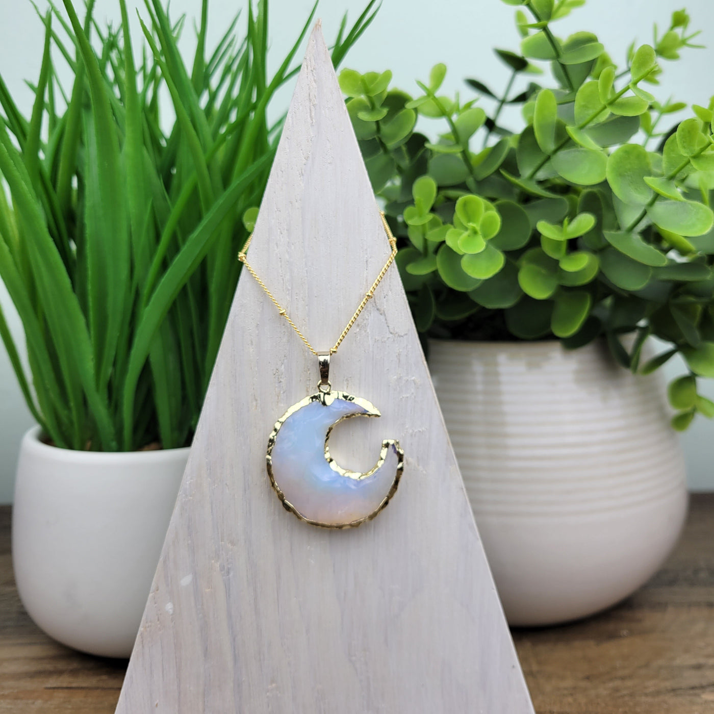 Opalite Star, Crescent, or Arrowhead Plated Necklace