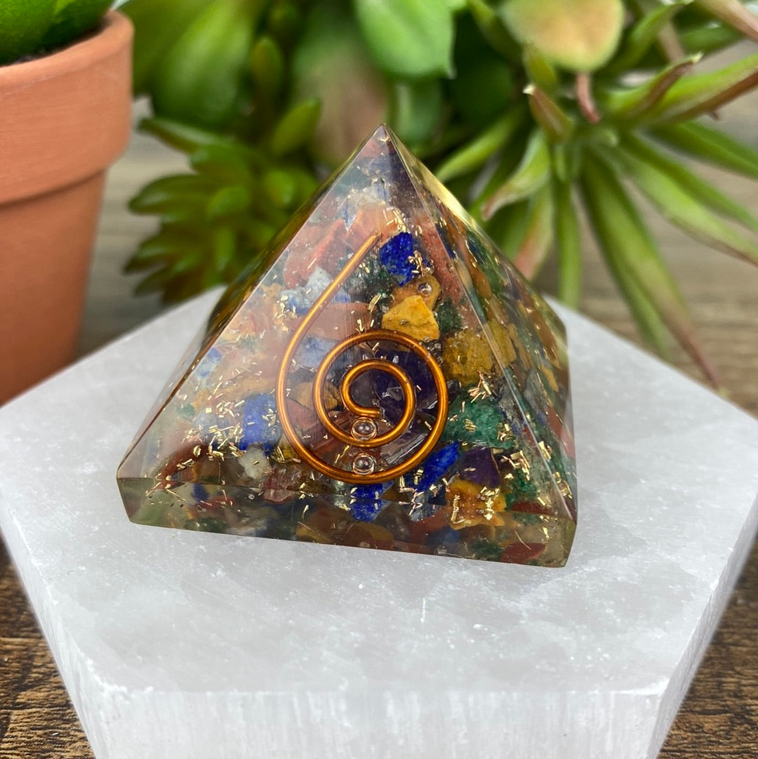 Orgonite Pyramid, Handmade, Aquamarine - on sale Larimar *FREE SHIPPING*