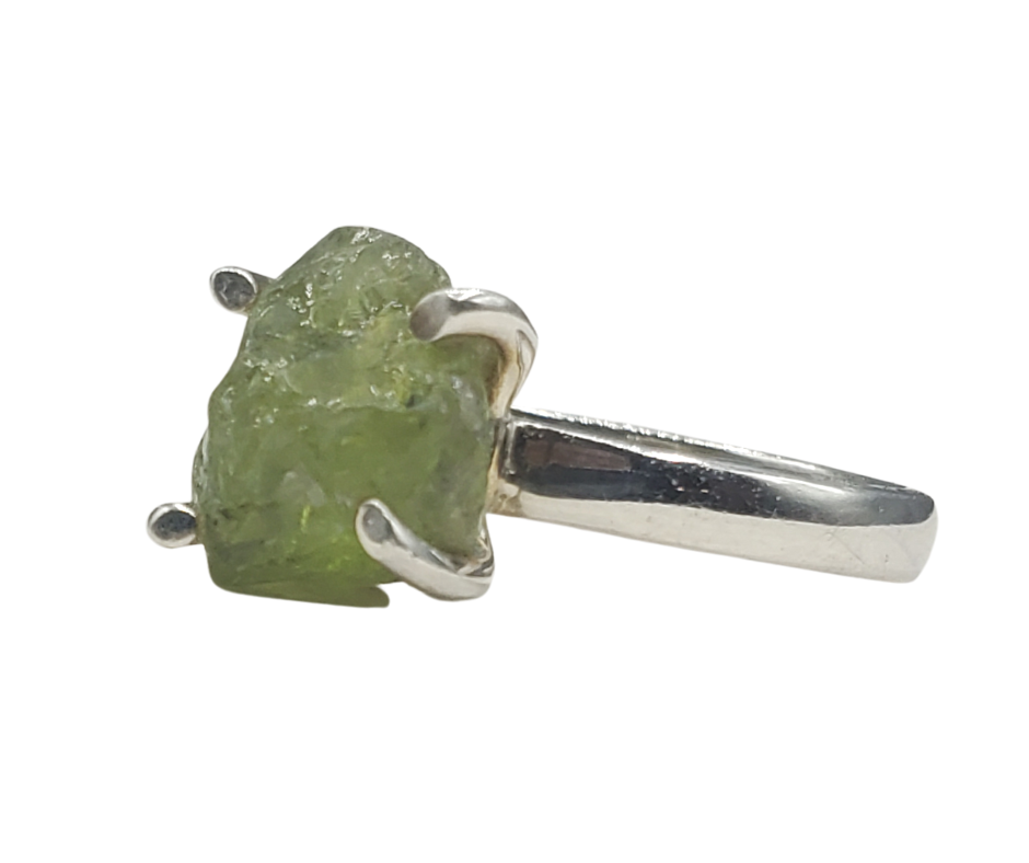 Peridot Ring Natural Sterling Silver Sized or Adjustable Prong Setting .25"