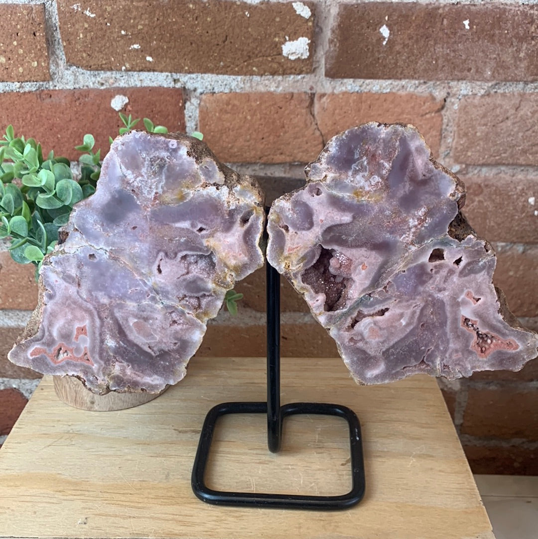 Pink amethyst wings purchases with stand (druzy)