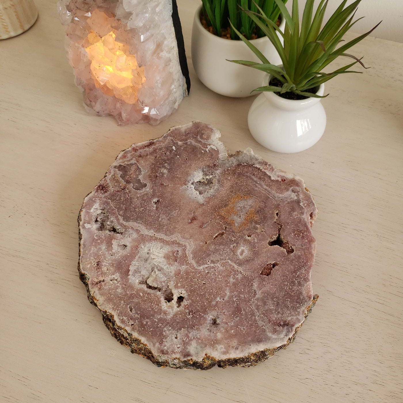 Pink Amethyst Platter/Slab in a range in sizes and shapes, roughly 6-9"