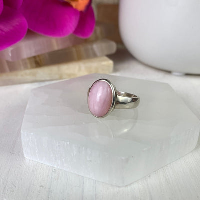 Pink Opal Ring with Sterling Silver Sized Band