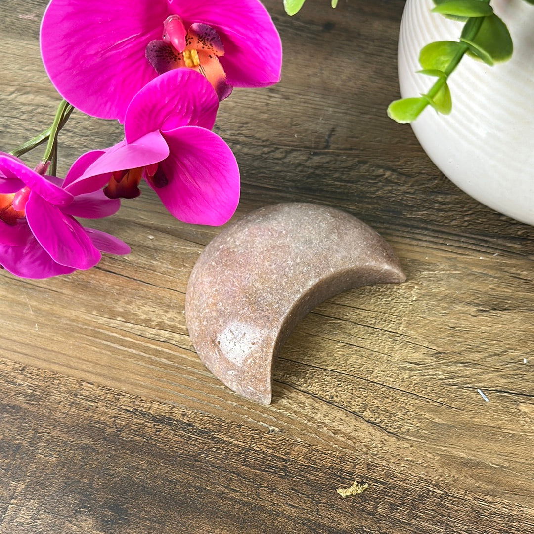 Pink (Rose) Amethyst Polished Crescent Moon 4"x 3"