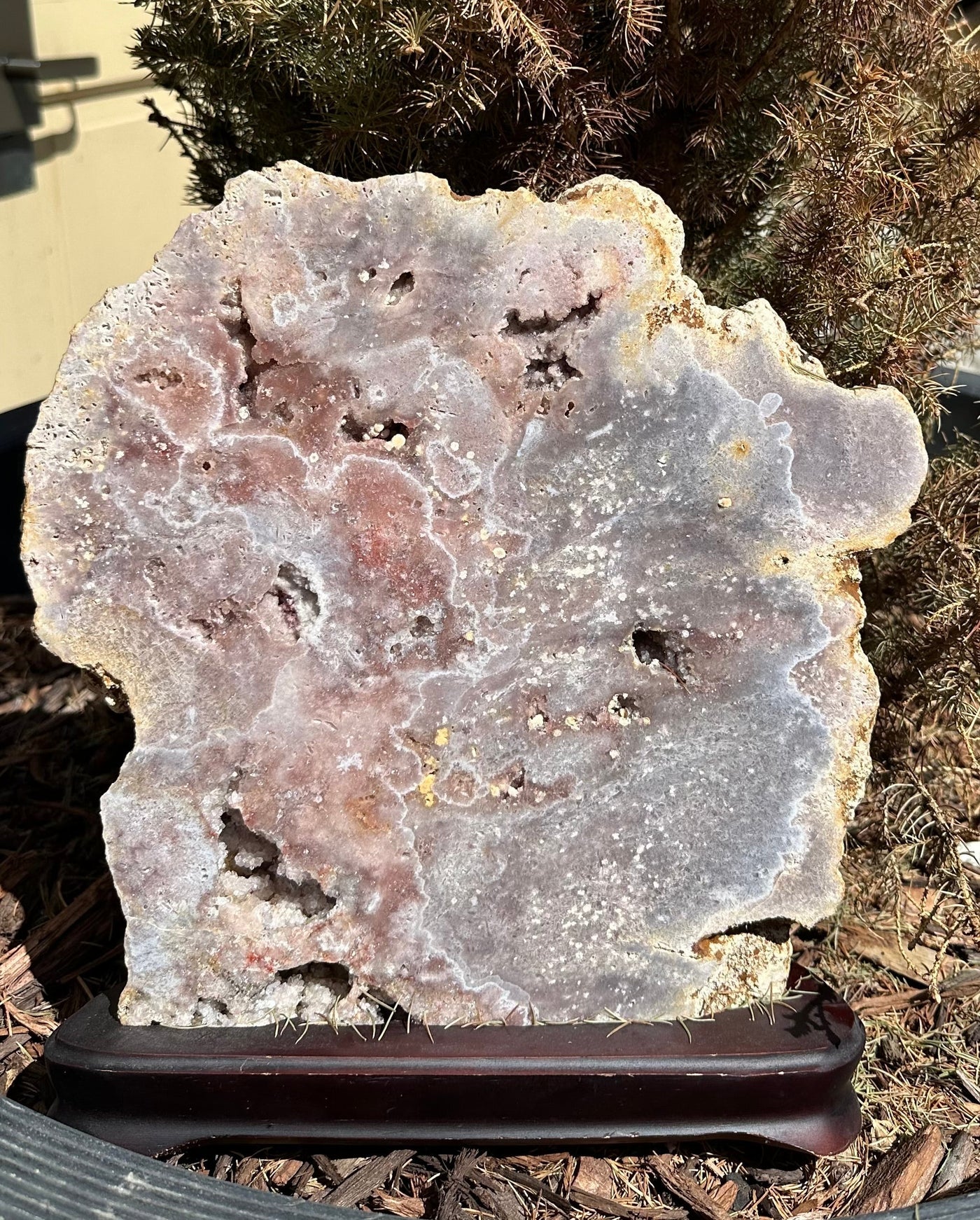 Pink (Rose) Amethyst Slab on Custom Wood Base