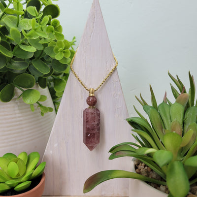 Quartz Point Perfume Bottle Necklace