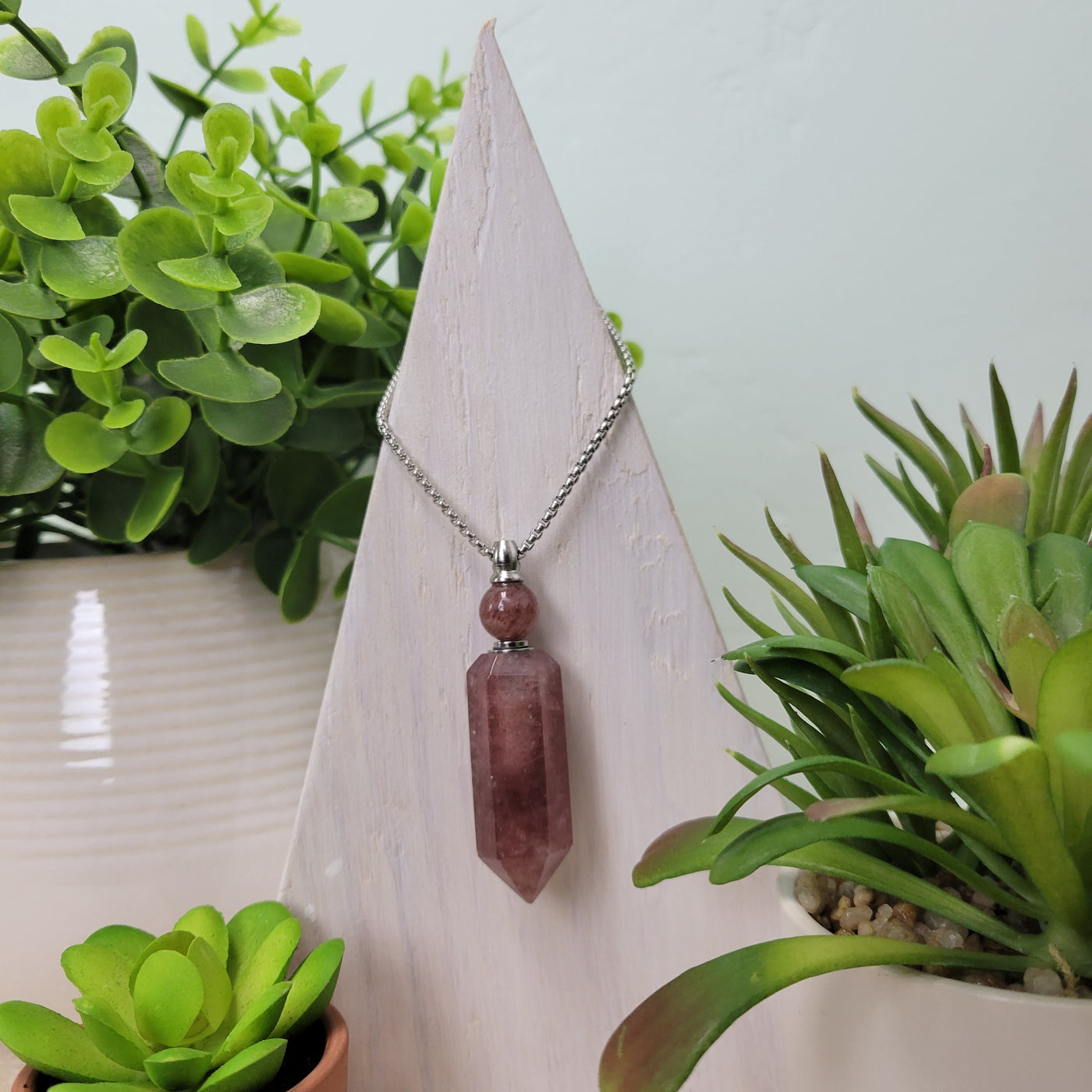 Quartz Point Perfume Bottle Necklace