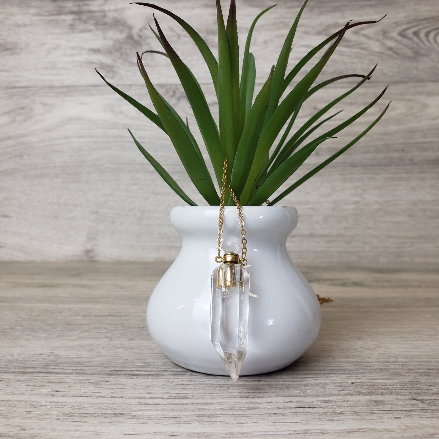 Quartz Point Perfume Bottle Necklace