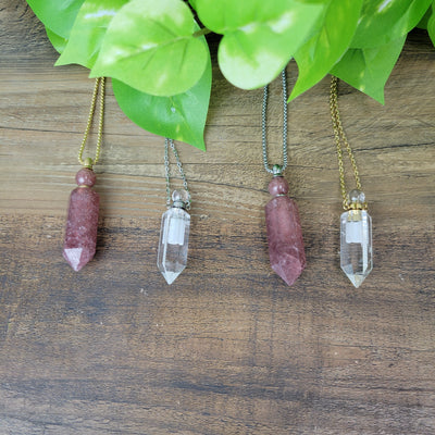 Quartz Point Perfume Bottle Necklace