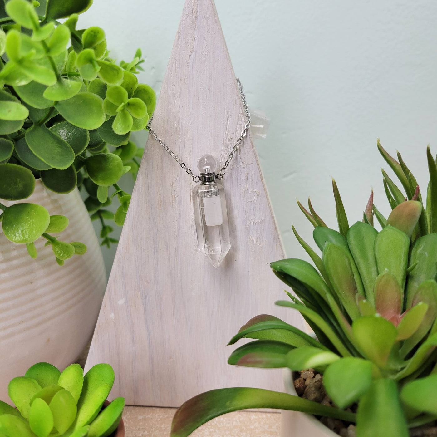 Quartz Point Perfume Bottle Necklace