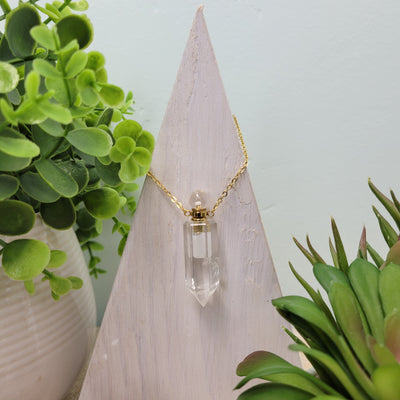 Quartz Point Perfume Bottle Necklace