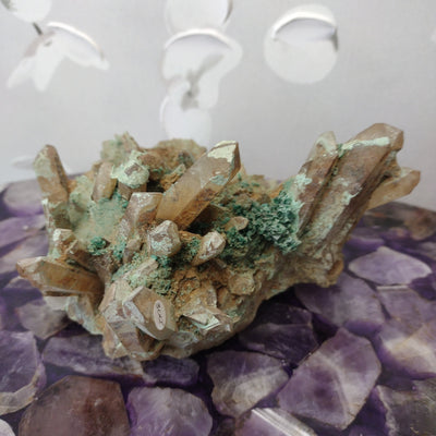 Quartz with Copper Minerals 6" x 5" x 3"