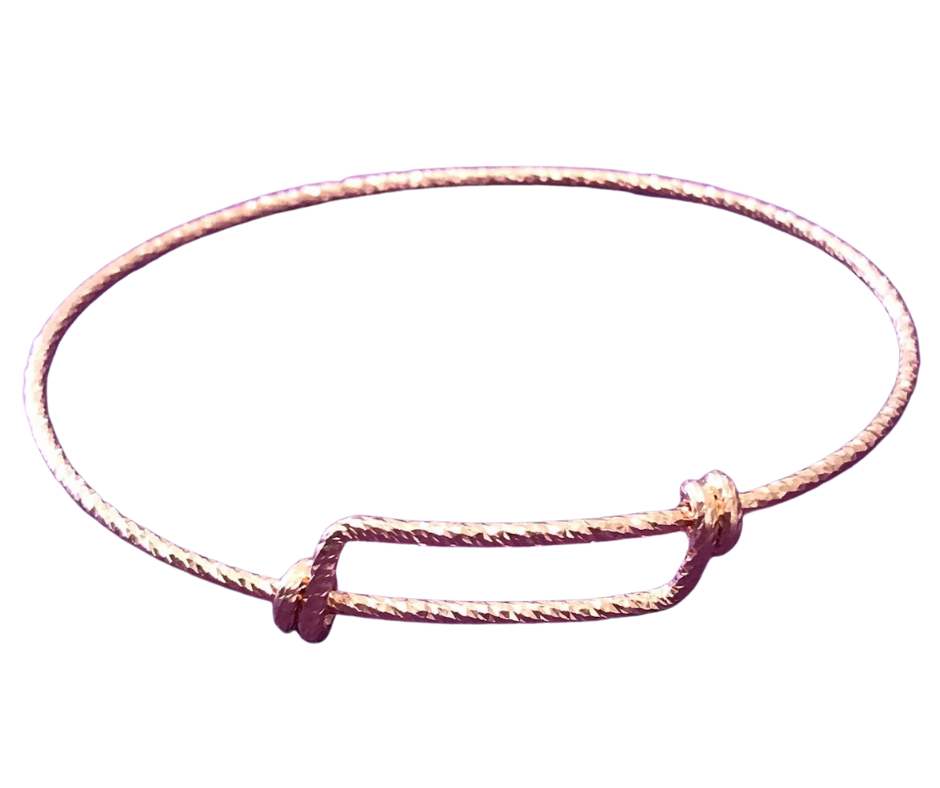 Rose Gold Sparkle Bangle Bracelet, Adjustable