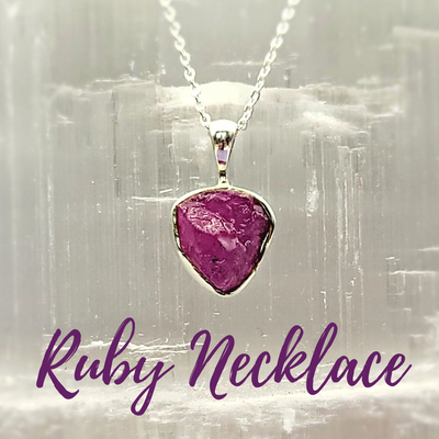 Ruby Rough Sterling Silver Necklace 1cm Stone 18" Chain