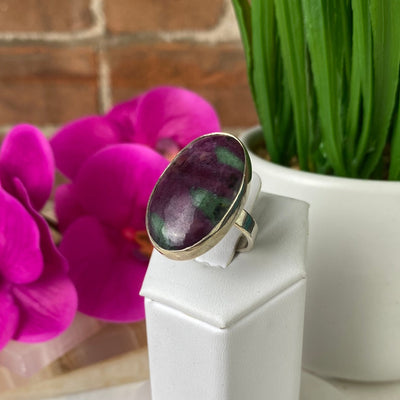 Ruby Zoisite Ring 1" with Sterling Silver Adjustable Band