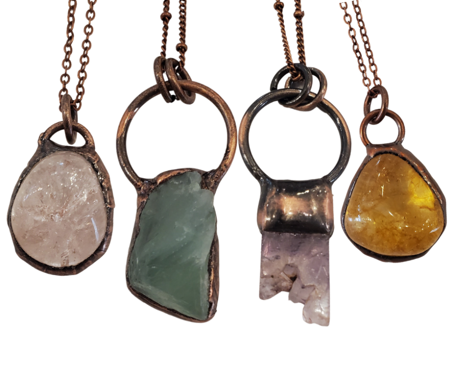 Single Stone Bohemian Style Pendant Necklace- Various Stones