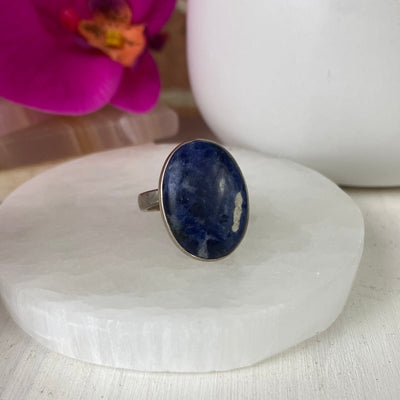 Sodalite Sterling Silver Ring - Sized or Adjustable