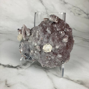 Sphalerite on Druzy Quartz Specimen - China