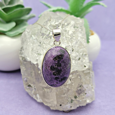 Sugilite Sterling Silver Pendant Necklace (15-20mm)