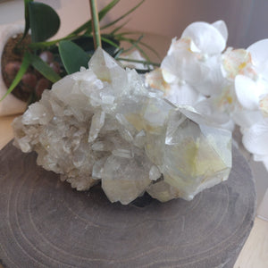 Sulphur in Quartz Cluster - Brazil 6" x 5" x 4"