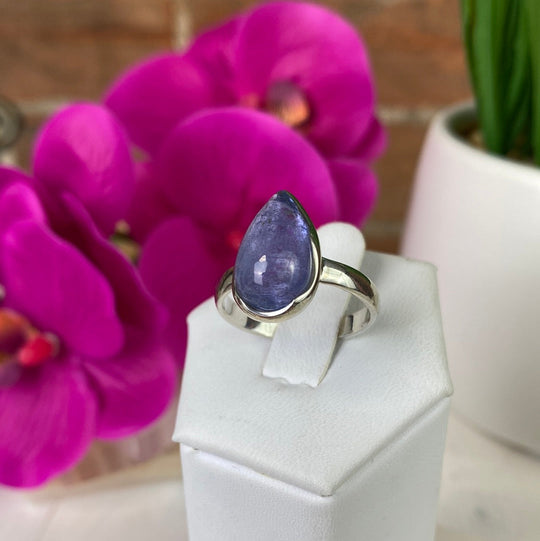 Tanzanite Rhinestone Dome Statement Ring in store Silver